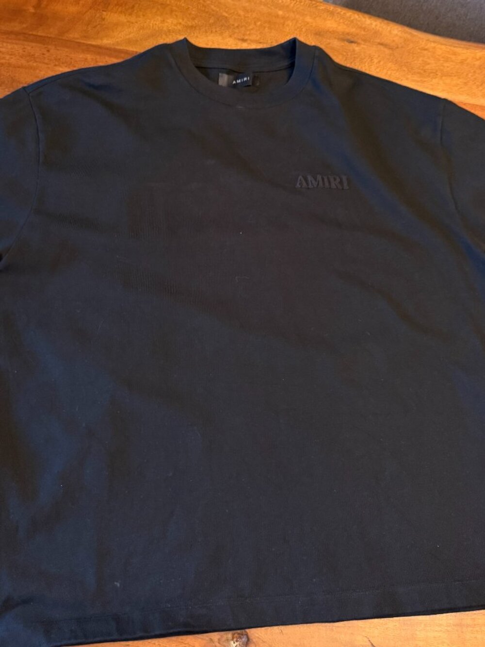 AMIRI Black Oversized T-Shirt.  Embroidered Logo on Front and Back.  XL